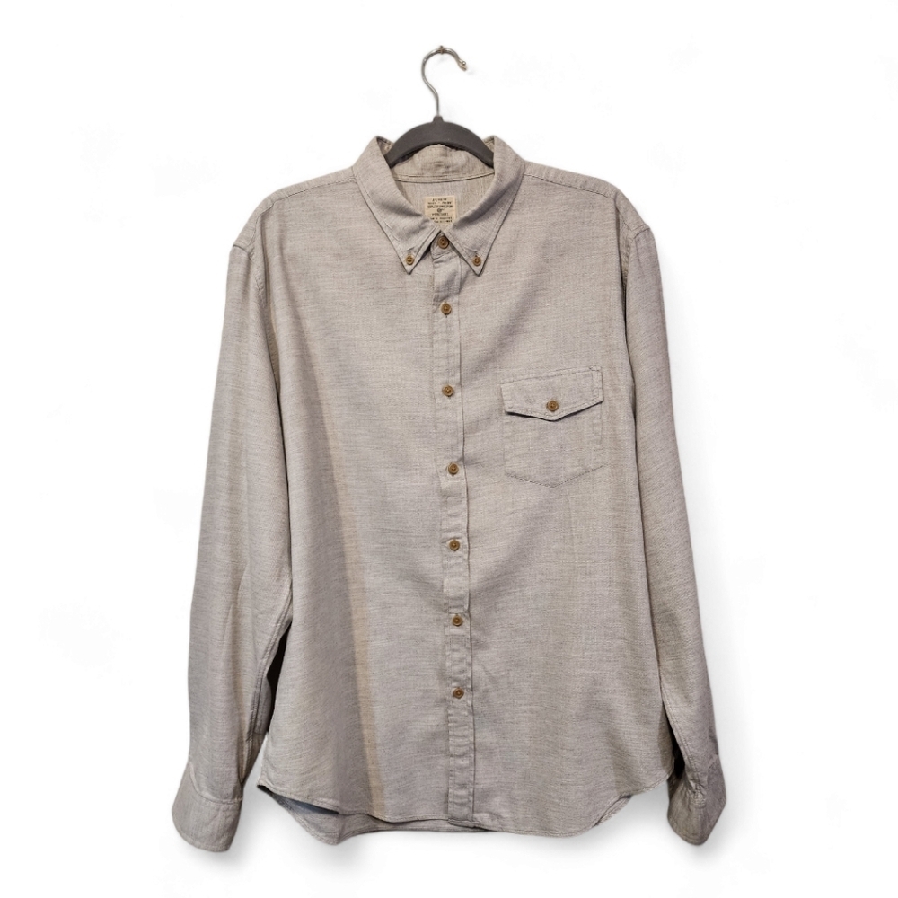 J. crew 100% cotton work shirt size XL long sleeve button up down collared gray